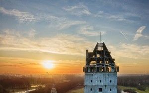 Sunset drone picture of Almere Castle