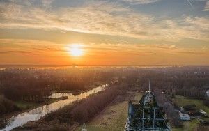 Sunset drone picture of Almere Castle