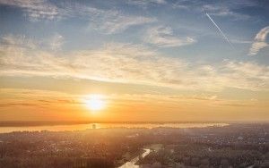 Sunset drone picture of Almere Castle