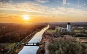 Sunset drone picture of Almere Castle