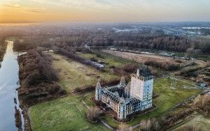 Sunset drone picture of Almere Castle