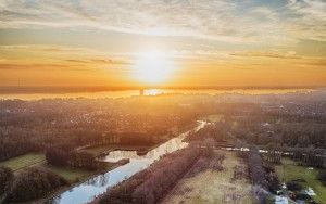 Sunset drone picture of Almere Castle