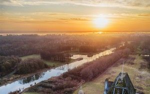 Sunset drone picture of Almere Castle