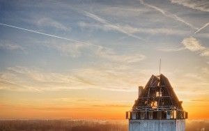 Sunset drone picture of Almere Castle