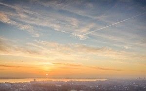 Sunset drone picture of Almere Castle