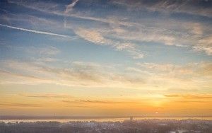 Sunset drone picture of Almere Castle