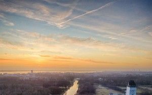 Sunset drone picture of Almere Castle