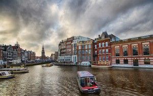 End of Amstel river in Amsterdam