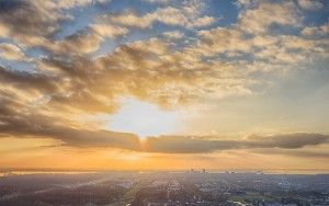 Stedenwijk in Almere by drone during sunset