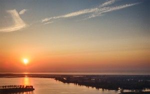 Sunset over lake Noorderplassen