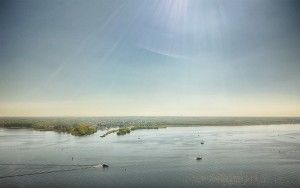 Sailing boats on lake Gooimeer