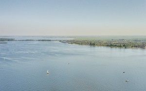 Sailing boats on lake Gooimeer