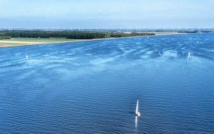 Sailing boats on lake Gooimeer