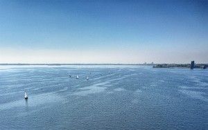 Sailing boats on lake Gooimeer