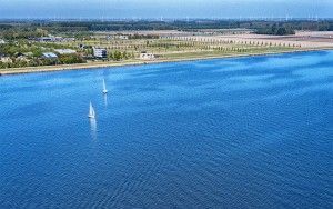 Sailing boats on lake Gooimeer