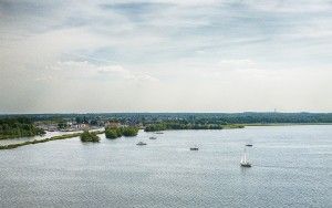 Sailing boats on lake Gooimeer