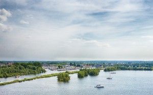 Sailing boat on lake Gooimeer