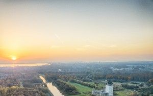 Drone sunset over Almere Castle