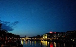 Evening view over the Amstel river