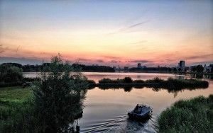 Sunset over lake Weerwater