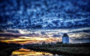 Almere Castle after sunset