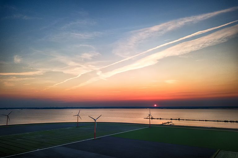 Sunset over Almere Pampus