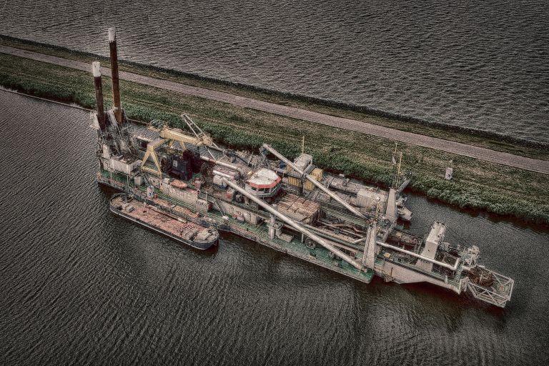 HDR drone picture of industrial barge