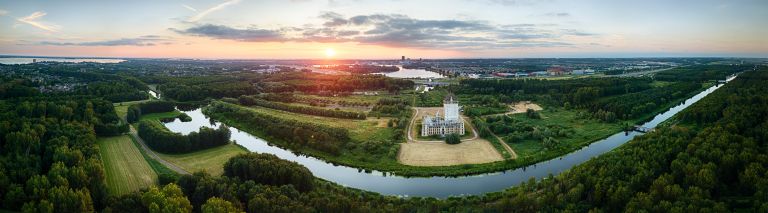 Sunset panorama of Almere Castle