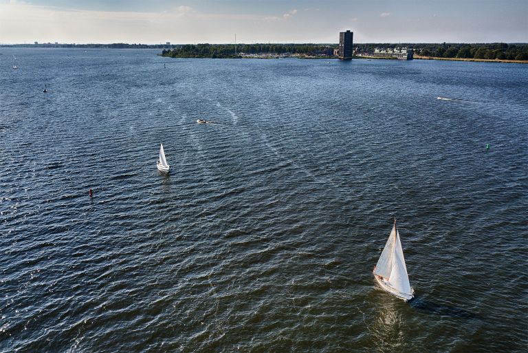 Boats on lake Gooimeer