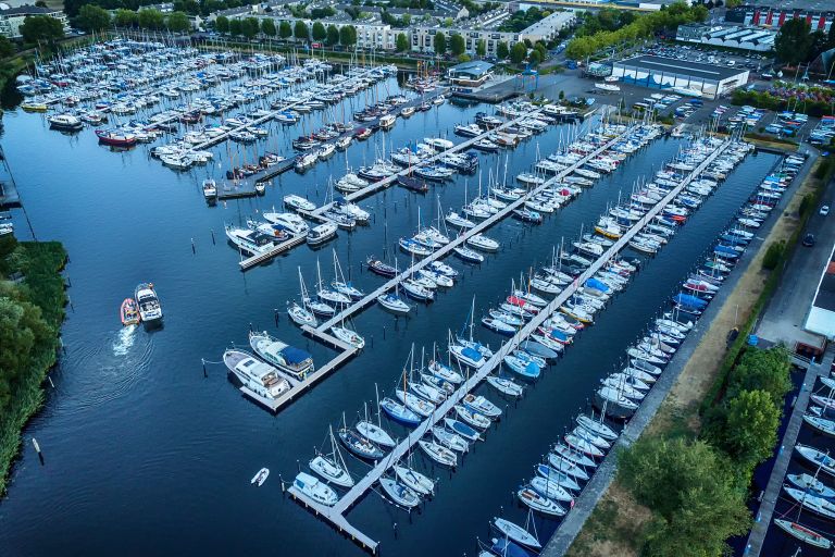 Full marina during sunset