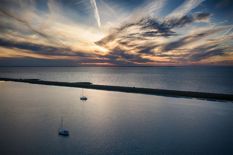 Boats from my drone during sunset