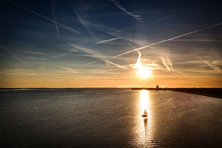 Sailing boat during sunset