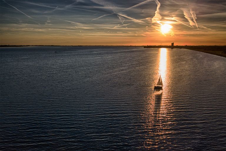 Boat during sunset from my drone