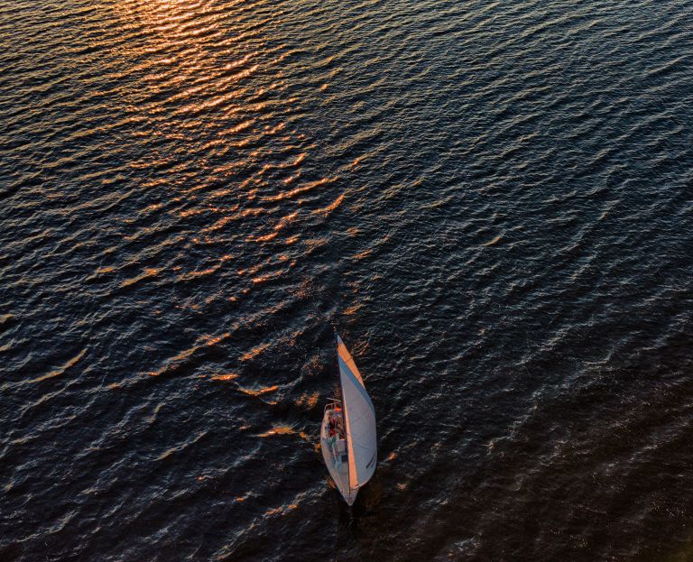 Sailing home during sunset