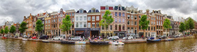 Panorama of Amsterdam canal