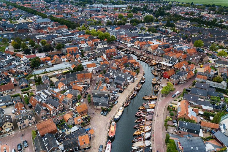 Old Bunschoten-Spakenburg marina by drone