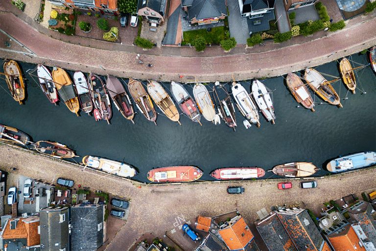 Top-down drone picture of Bunschoten-Spakenburg