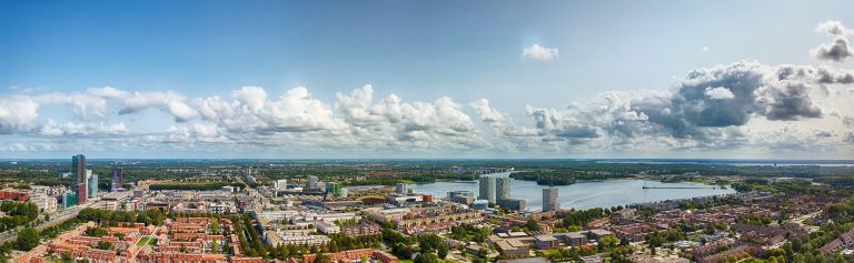 Drone panorama of Almere city centre