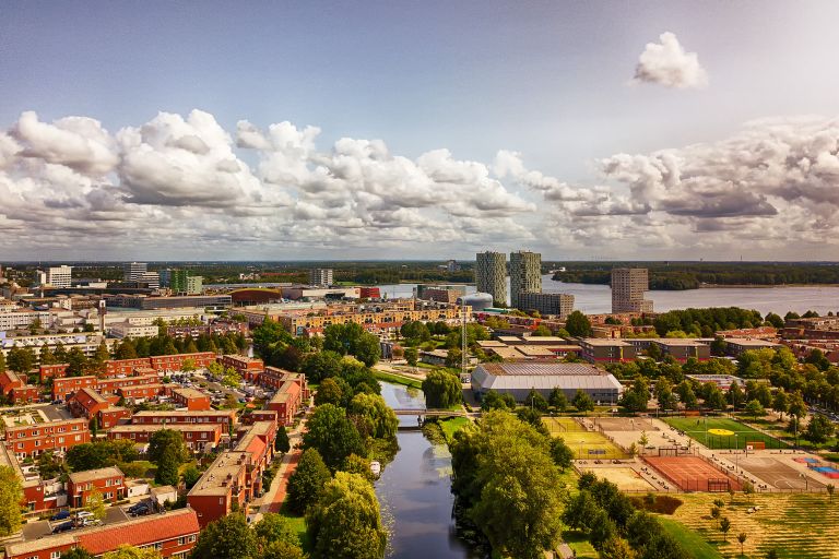 Drone view near Almere city centre