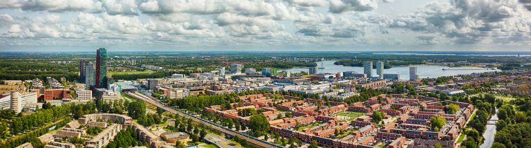 Almere city centre drone panorama