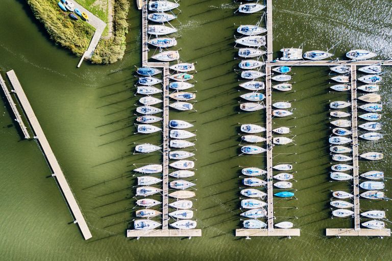 Top-down drone picture of Oostvaardersdiep marina