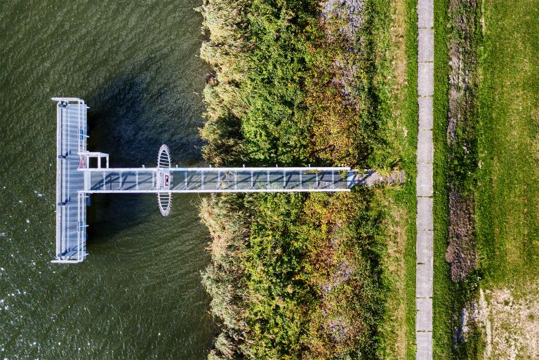 Top-down drone picture of a jetty