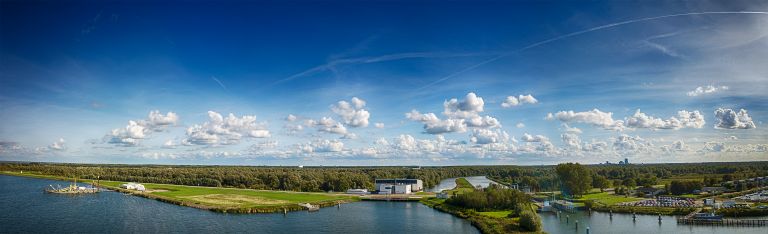 Drone panorama of Oostvaardersdiep