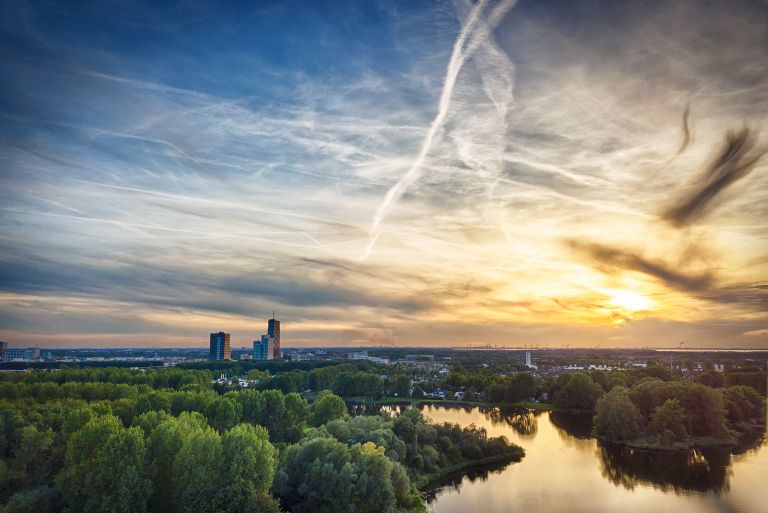 Very calm sunset by drone