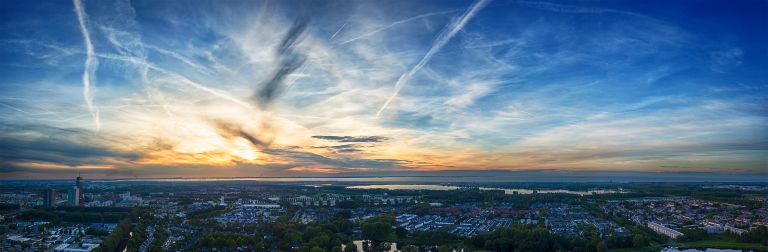 Sunset panorama of lake Leeghwaterplas