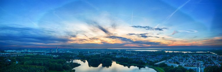 Drone panorama over lake Leeghwaterplas