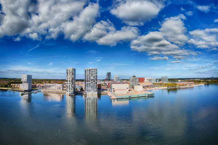 Drone panorama of Almere city centre