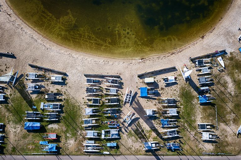 Catamaran marina at IJmeer