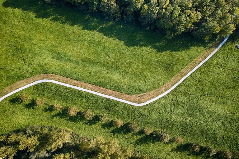 Drone picture of a road leading to...