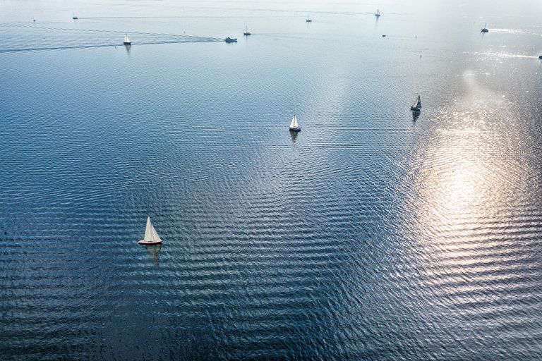 Boats on lake Gooimeer, from my drone
